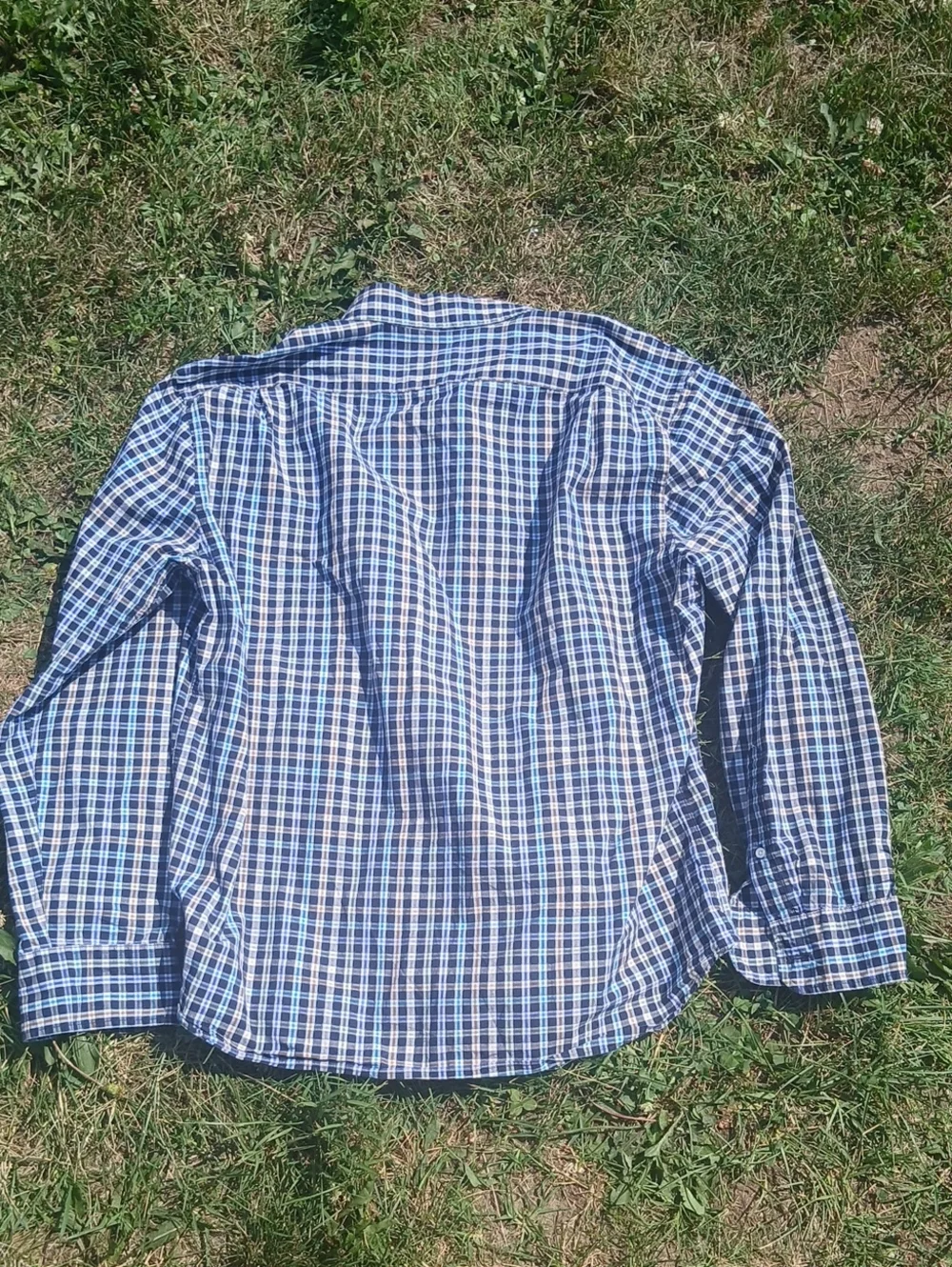 J. Crew Men’s Blue and White Plaid Button-Down Shirt
